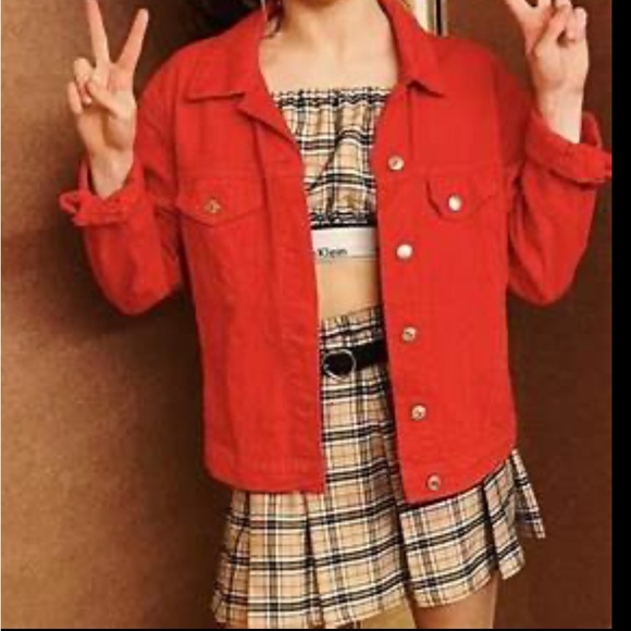 Forever 21 Jackets & Blazers - Forever 21 Women's Red Denim Jacket